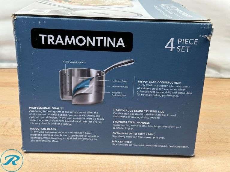 Tramontina 4 Piece Tri-Ply Clad Sauce Pan Set- New - Roller Auctions