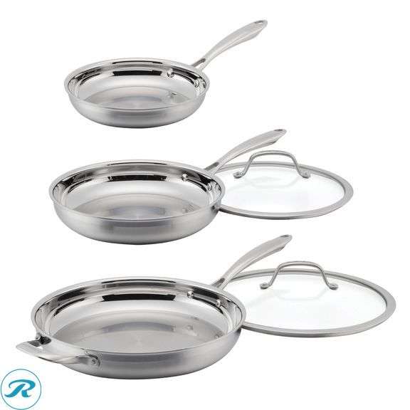 Cuisinart Tri-Ply Clad Stainless Steel 5-piece Skillet Set - Like New - Roller Auctions