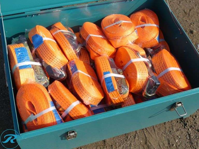 New Greatbear Ratchet Tie Downs and Flatpack Toolbox, (24) Total Pieces - Roller Auctions