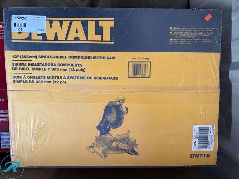 New Dewalt 12-Inch (305mm) Single-Bevel Compound Miter Saw, Model DW715 - Roller Auctions