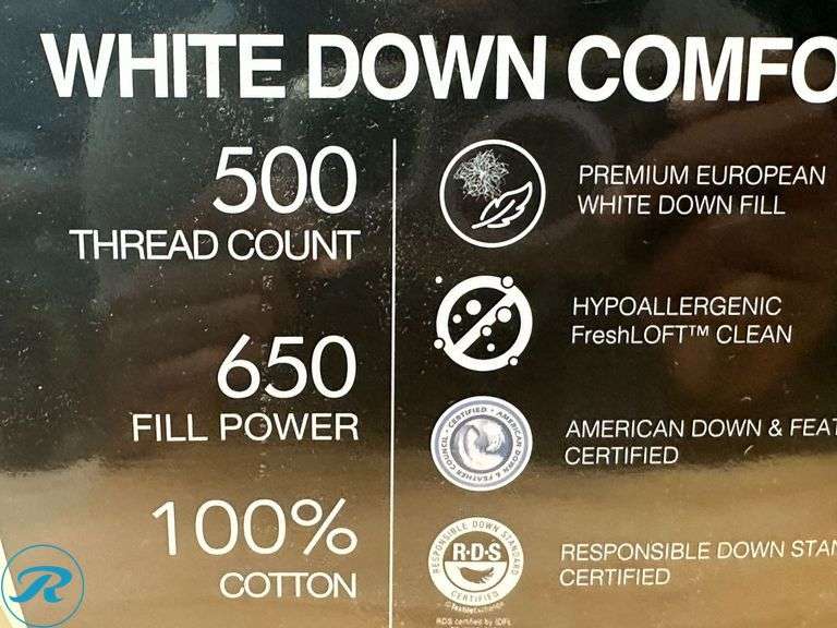 Hotel Grand European White Down Comforter - New - Roller Auctions