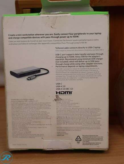 (2) Belkin - USB-C Hub 4-in-1 Multi-Port Laptop Dock with 4K HDMI, Adapter with 100W Power Delivery - for Mac, PC, and More , Gray - Like New - Roller Auctions