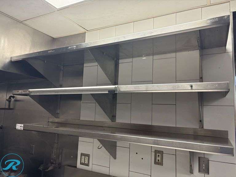 (3) Stainless Steel Wall-Mounted Shelves, 72” x 16”