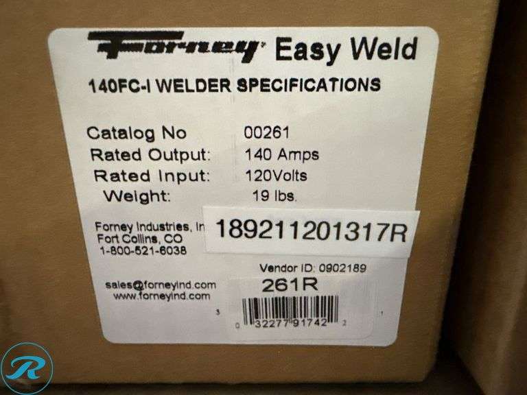 Forney Easy Weld 140 FC-i Flux-Core Wire Welder, 120V, 19 lbs - Roller Auctions