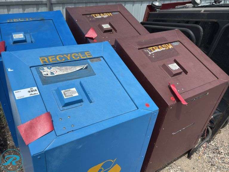(4) Bearsaver Bear Proof Trash and Recycling Bins - Roller Auctions