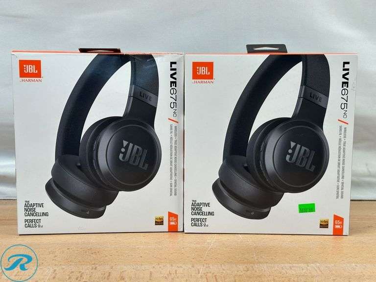 (2) JBL Live 675NC Wireless True Adaptive Noise-cancelling On-Ear Headphones - Like New - - (1) Missing Carrying Bag - Roller Auctions