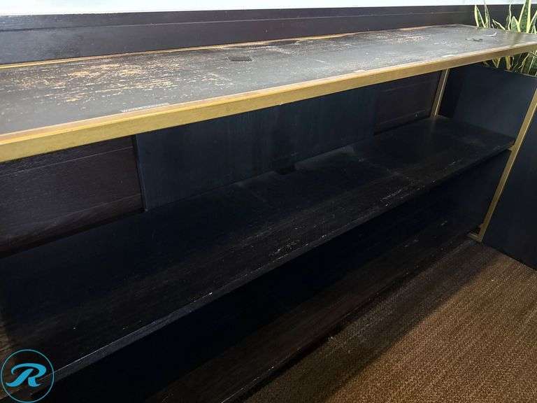 Metal and Wood Console Table with Open Shelving, 80 in x 17 in x 38 in - Roller Auctions