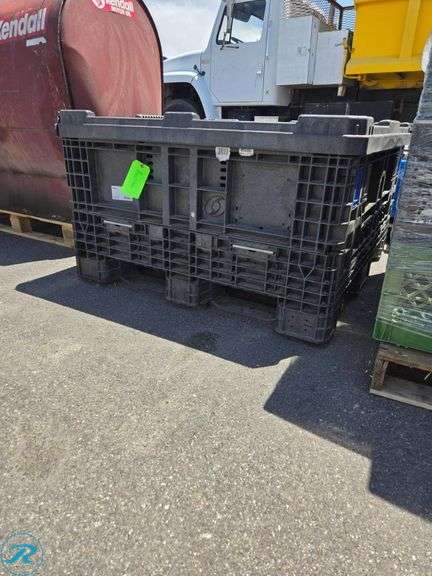 Collapsible Bulk Storage Container with Orange Tie Down Straps - Roller ...