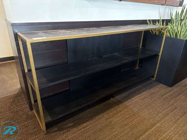 Metal and Wood Console Table with Open Shelving, 80 in x 17 in x 38 in - Roller Auctions