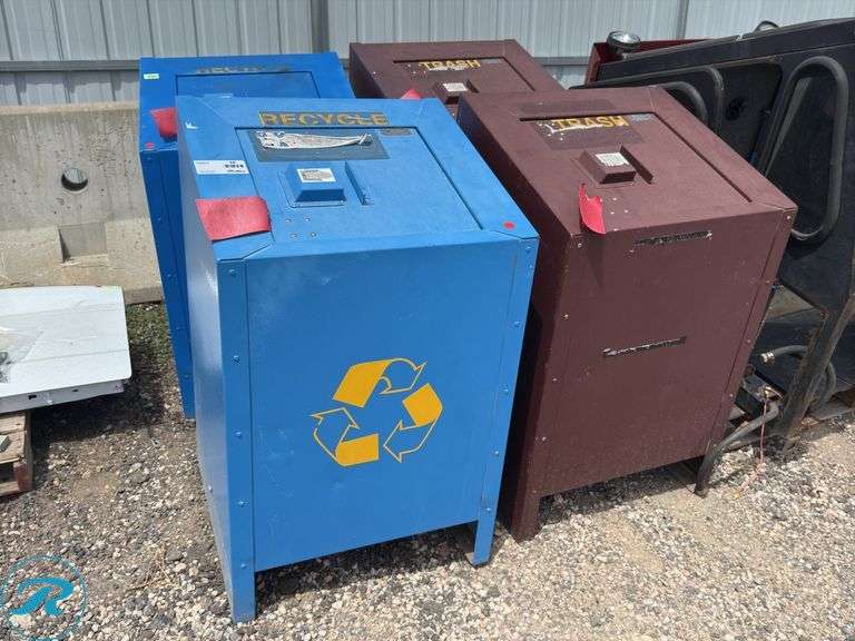 (4) Bearsaver Bear Proof Trash and Recycling Bins - Roller Auctions