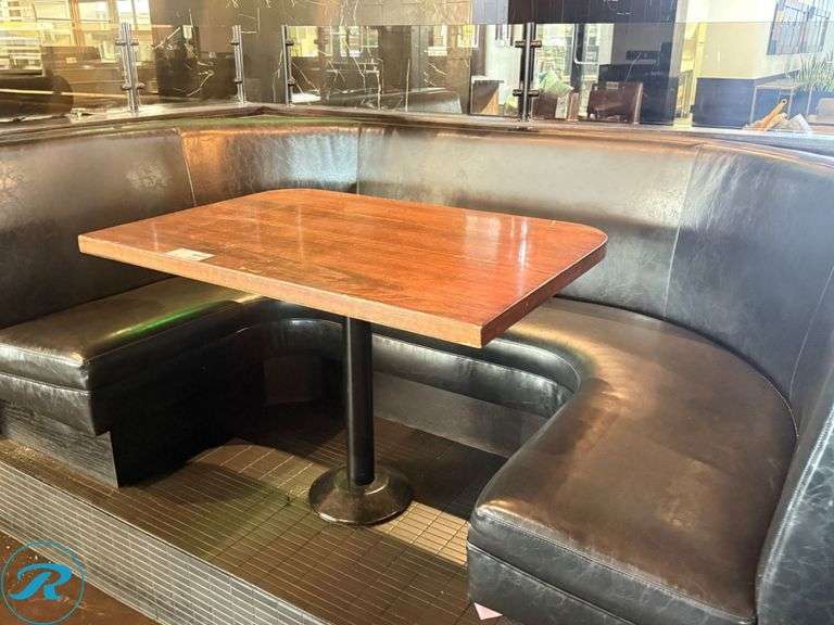 Dining Booth Package with Tables: (3) 94 in x 55 in booths and (3) 72 in x 55 in booths, with (3) tables 43 in x 30 in and (3) tables 30 in x 33 in - Roller Auctions