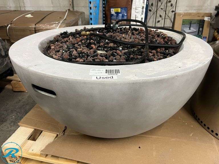Bond Faux Concrete Gas Fire Bowl Pit  - Used/Small Crack - Roller Auctions