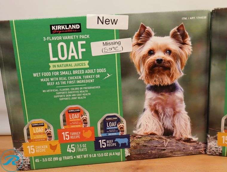 Kirkland Signature Loaf Wet Dog Food Variety Pack, 3.5 oz, 45-count - New - -Previously Opened - Missing a Few - Roller Auctions