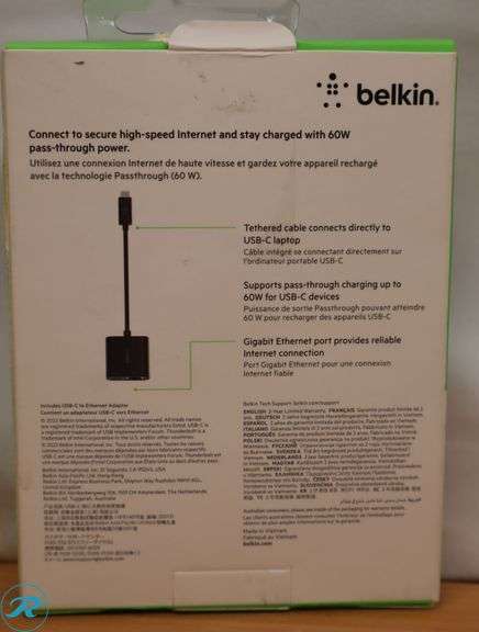 Belkin - USB-C to HDMI Adapter + USBC Charging Port, 4K UHD Video, 60W Passthrough Power, Black - New - Roller Auctions