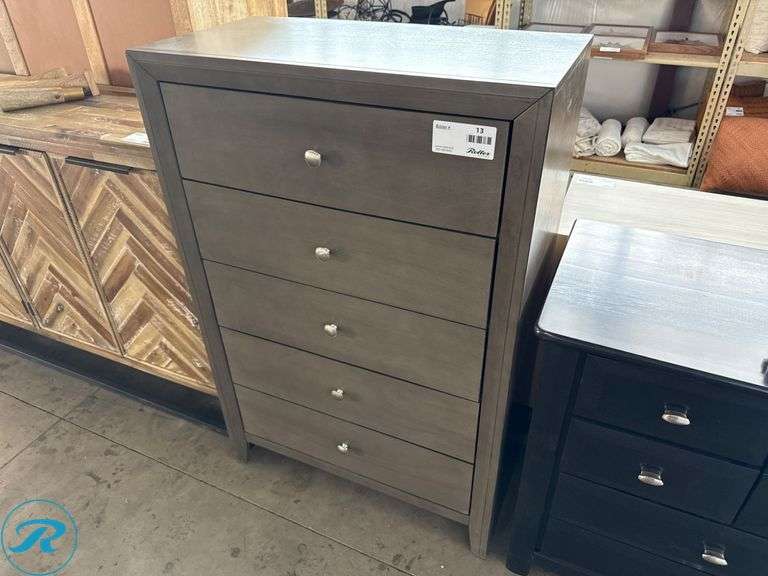 5-Drawer Gray Chest of Drawers, 16.5”x31.5”
