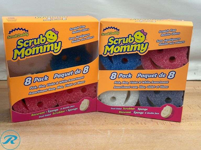 O-Cedar EasyWring Spin Mop & Bucket System with 3 Refills- New; Scrub Daddy / Scrub Mommy Dual-Sided Scrubber Sponge Scratch Free 8 Pack- (1) New, (1) New/ Missing 4 units - Roller Auctions