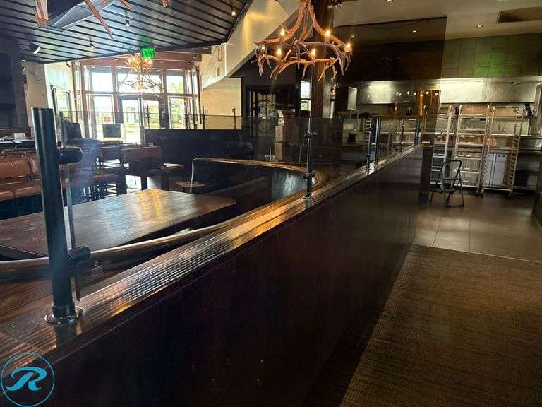 Wood Bar Counter With Glass Partition Panels - Roller Auctions
