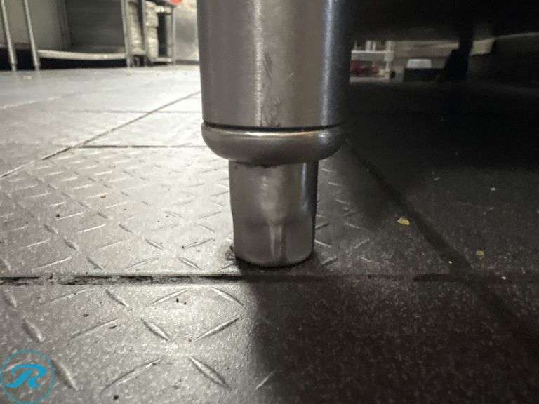 Stainless Steel Work Table with 6” Backsplash, Edlund #1 Can Opener on Casters, 60” x 30” x 35”H - Roller Auctions