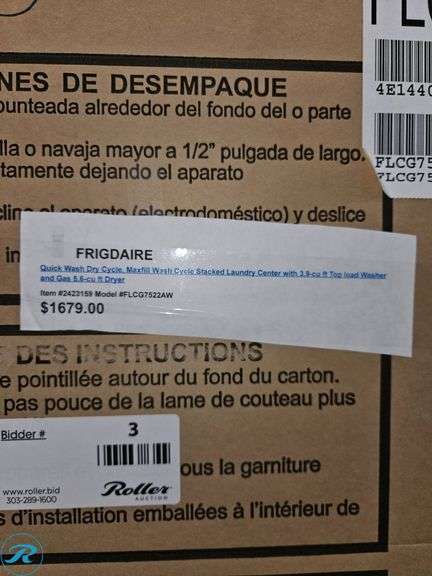 Frigidaire FLCG7522AW Washer Dryer Combo, Gas - Roller Auctions