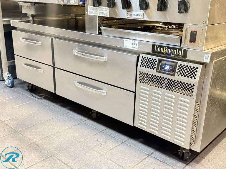 Continental Refrigerator Model D72GN Four-Drawer Refrigerated Chef Base on Casters - Roller Auctions