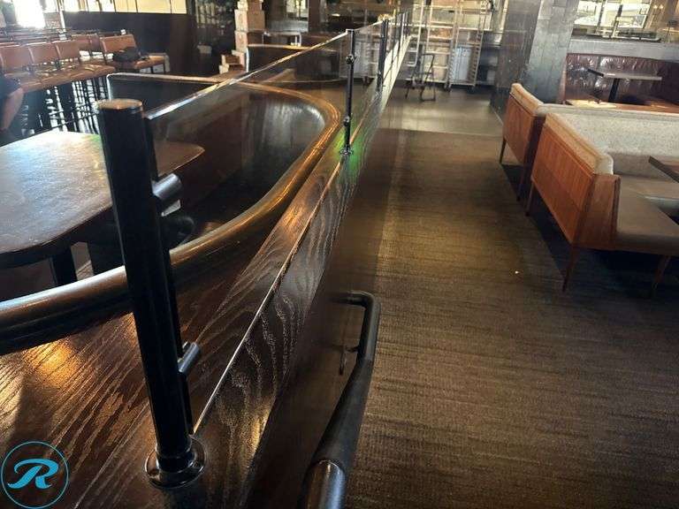 Wood Bar Counter With Glass Partition Panels - Roller Auctions