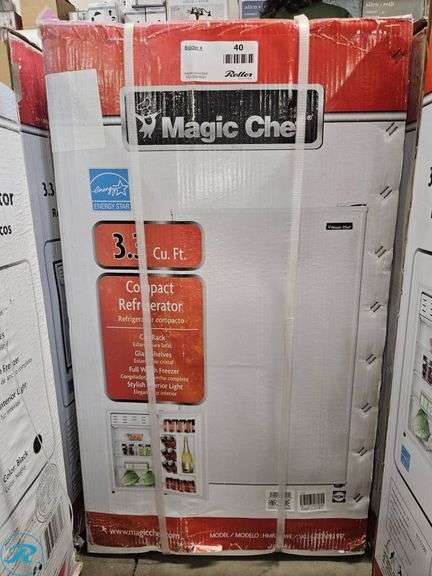Magic Chef 3.2 Cu. Ft. Compact Refrigerator, Model HMR330WE (Water Damage to Box, However No Damage to Internal Packaging or Unit) - Roller Auctions