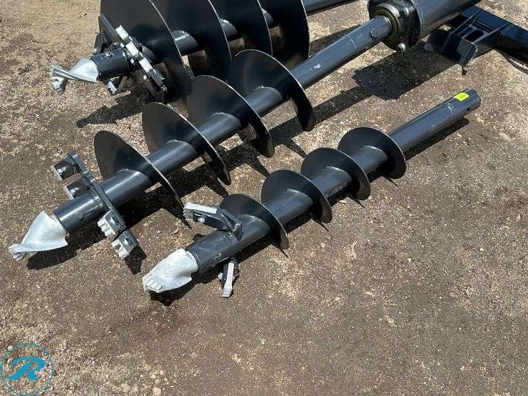 New JCT Hydraulic Posthole Digging Attachment To Fit Skid Steer Loader, With 9", 12" & 18" Auger Bits - Roller Auctions