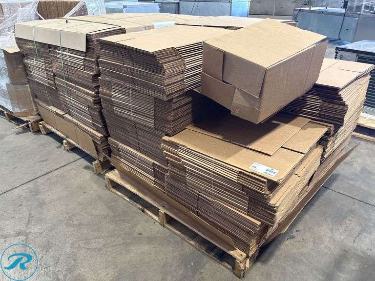 (2) Pallets of Single-Wall Cardboard Boxes, 9.5” x 12” x 13” - Roller Auctions