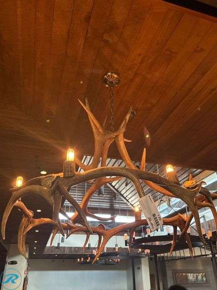 Antler-Style Six-Light Chandelier, 42”D 40”H - Roller Auctions