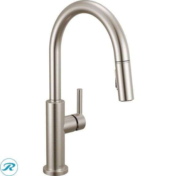 (1) New- Delta Nicoli Stainless Single Handle Deck-mount Pull-down Kitchen Faucet with Sprayer ( Deck Plate Included ) (Total of 1 Faucet with Sprayer)