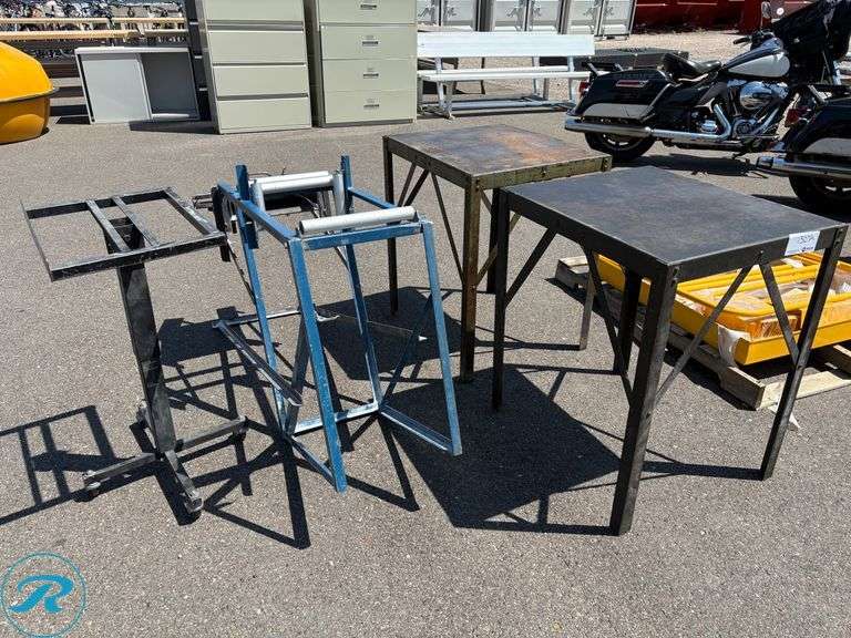 (3) Metal Stands and Feed Table Frames - Roller Auctions