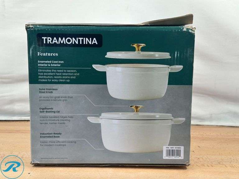 Tramontina 4-quart & 6-quart Enameled Cast Iron Round Dutch Oven, 2-pack - New - Roller Auctions