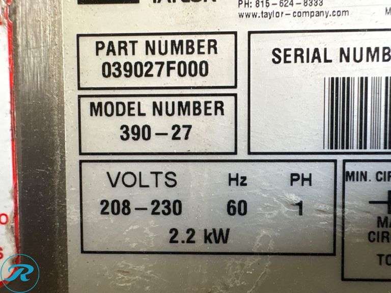 Taylor Model 390-27 Frozen Beverage Machine with Cart, 208-230V - Roller Auctions