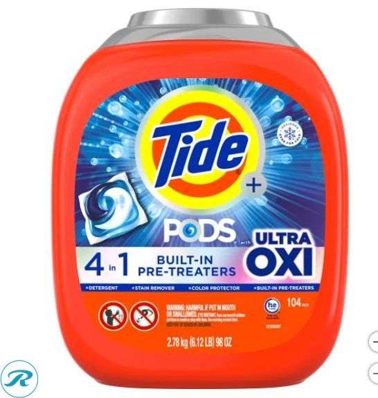 (2)Tide Pods with Ultra Oxi Laundry Detergent Pods, 104-count- Like New/ Opened/ Some Missing; Tide Pods with Downi April Fresh Laundry Detergent Pods, 104-count- Like New/ Open/ Some Missing - Roller Auctions