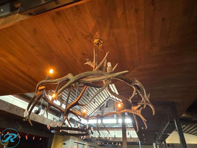 Antler-Style Six-Light Chandelier, 42”D 40”H - Roller Auctions