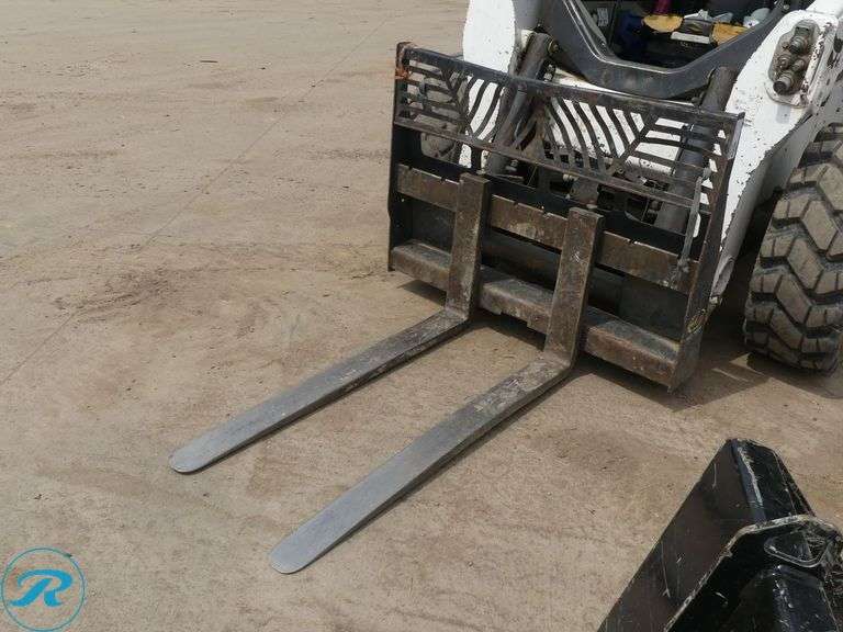 Fork Attachment to Fit Skid Steer Loader, 45" Forks (One Fork Bent)