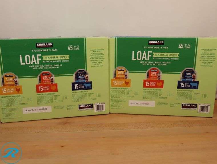 Kirkland Signature Loaf Wet Dog Food Variety Pack, 3.5 oz, 45-count - New - -Previously Opened - Missing a Few - Roller Auctions