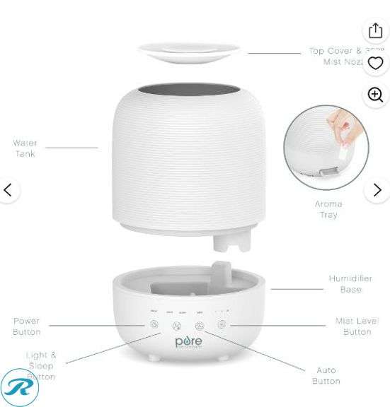 Pure Enrichment® HUME™ Sense Top Fill Humidifier, 2-Pk- Like New - Roller Auctions