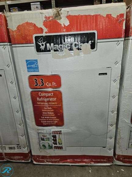 Magic Chef Model HMBR350WE 3.3 Cu. Ft. Compact Refrigerator (Water Damage to Box, However No Damage to Internal Packaging or Unit) - Roller Auctions