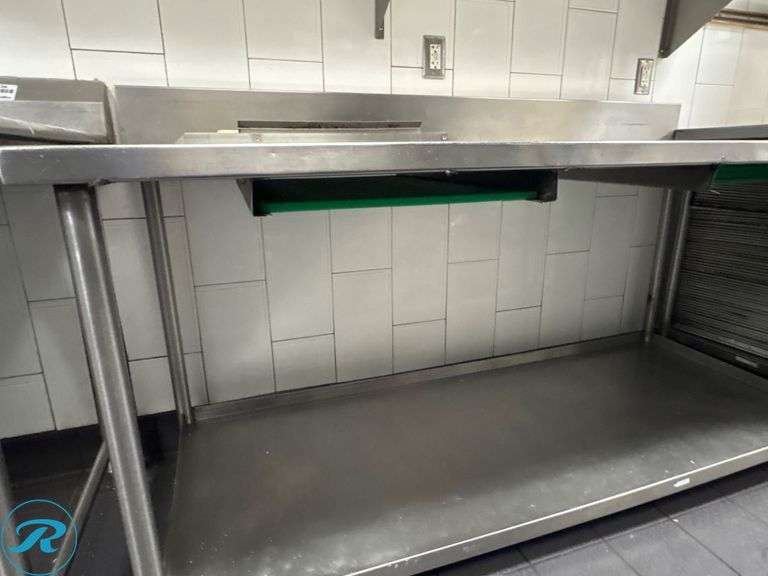 Stainless Steel Worktable with Lower Shelf and 6” Backsplash, 72” x 30” x 35”H - Roller Auctions