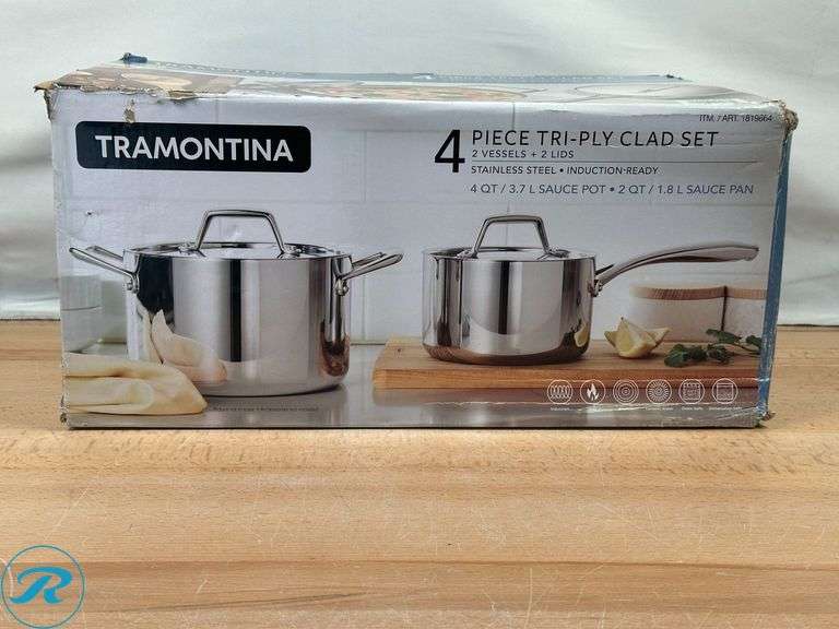 Tramontina 4 Piece Tri-Ply Clad Sauce Pan Set- New - Roller Auctions