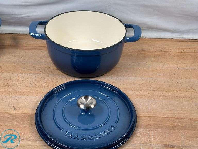 Tramontina 4-quart & (2) 6-quart Enameled Cast Iron Round Dutch Oven- Like New - Roller Auctions