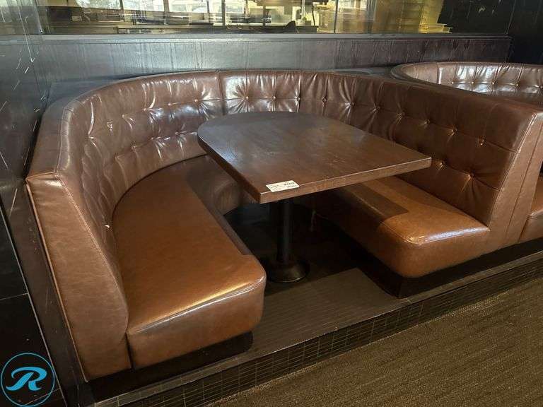 Dining Leatherette Upholstered Booth and Table Package: Booths (2) 76in x 64in and (2) Tables 38in x 30in - Roller Auctions