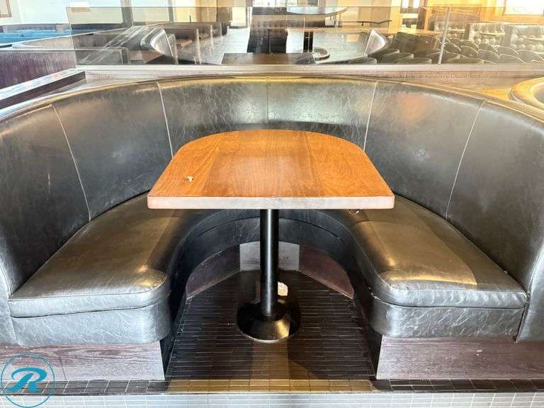 Dining Booth Package with Tables: (3) 94 in x 55 in booths and (3) 72 in x 55 in booths, with (3) tables 43 in x 30 in and (3) tables 30 in x 33 in - Roller Auctions