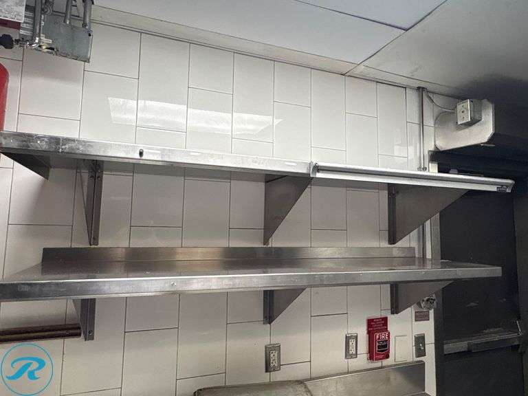 Stainless Steel Wall-Mounted Shelves, (2) 96” x 18” and (2) 60” x 18” - Roller Auctions