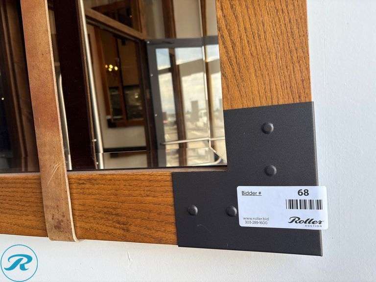Mirror With Wood Frame and Leather Strap Accents, 7’H x 46″W - Roller Auctions