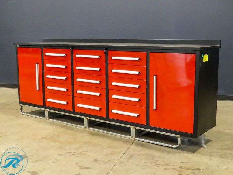 New Chery Industrial 15-Drawer Workbench, Red, 10'