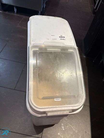 Plastic Ingredient Storage Bin with Hinged Lid and Casters - Roller Auctions