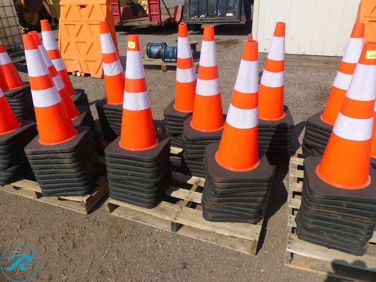 (50) New Safety Traffic Cones, 28" High, 14" x 14" Base - Roller Auctions