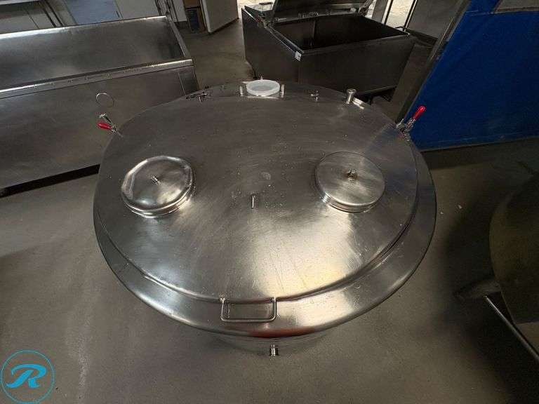 VMS Stainless Steel Jacketed Tank with Hinged Lid, 46” Diameter, 45” Tall - Roller Auctions